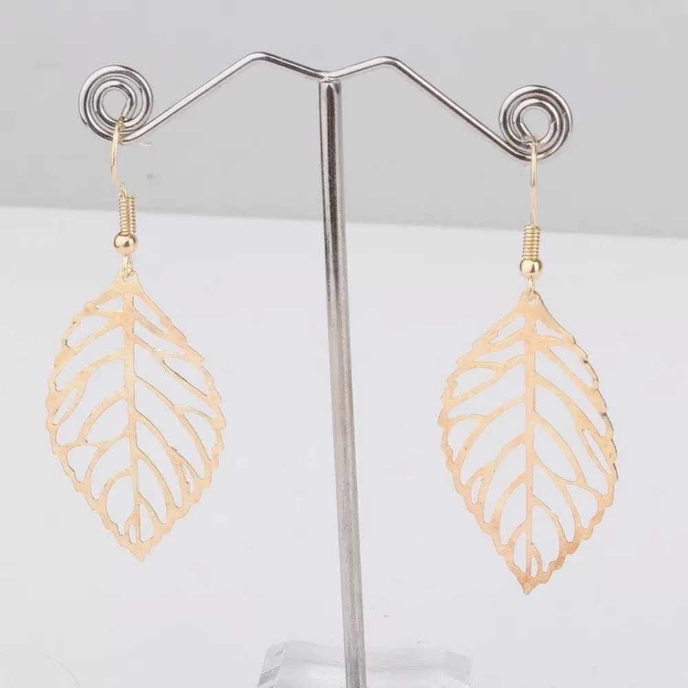Golden Leaf Statement Earrings - NWT